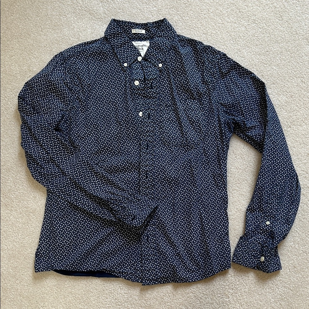 Abercrombie & Fitch Dark Blue Patterned Shirt